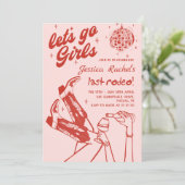 Cowgirl Disco Bachelorette Einladung (Stehend Vorderseite)