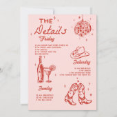 Cowgirl Disco Bachelorette Einladung (Rückseite)