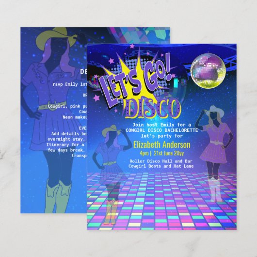 Cowgirl Disco Bachelorette Lasse letzte Runde Rode (Vorne/Hinten)