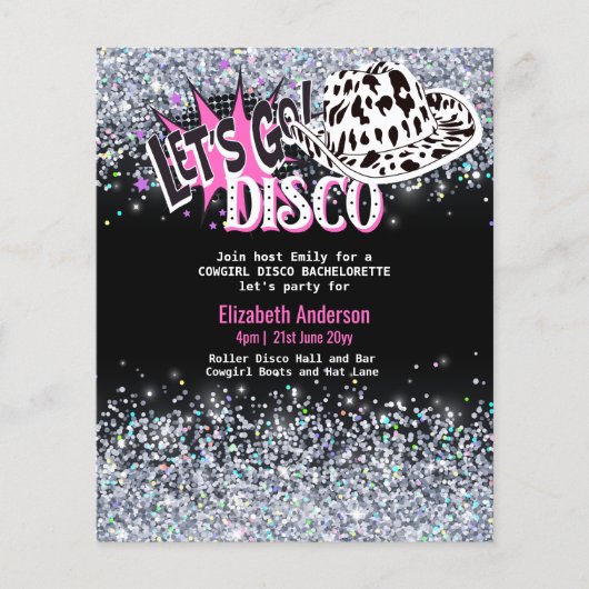 COWGIRL DISCO BACHELORETTE Pink Black Silver in Flyer (Vorne)