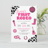 Cowgirl Disco First Rodeo Einladung (Stehend Vorderseite)