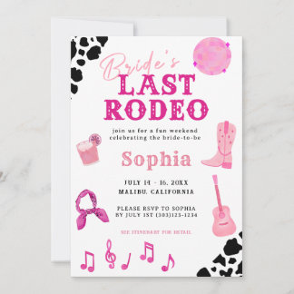 Cowgirl Disco Last Rodeo Bachelorette Einladung