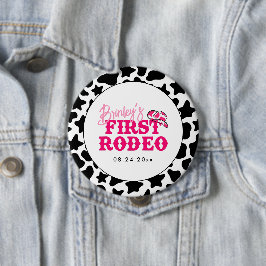 Cowgirl Disco Pink First Rodeo Button
