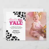 Cowgirl Disco Pink First Rodeo Danke Y'all Einladung (Vorderseite)