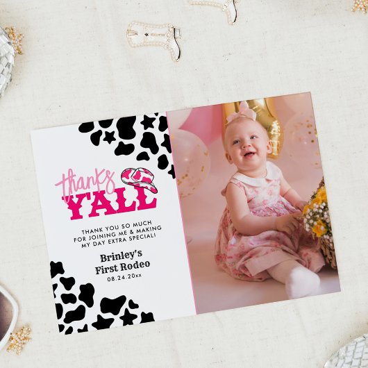 Cowgirl Disco Pink First Rodeo Danke Y'all Einladung