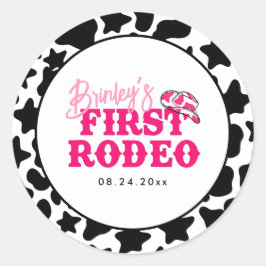 Cowgirl Disco Pink First Rodeo Runder Aufkleber