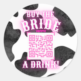 Cowgirl Disco QR Buy Bride Drink Runder Aufkleber