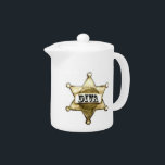 "Cowgirl Diva" Tea Pot<br><div class="desc">Weitere lustige Designs und Produkte mit DIVAtude, erstellt von Lady Denise, unter www.zazzle.com/LadyDenise</div>