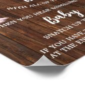 Cowgirl Don't say Baby Clothespin Baby Shower Game Poster (Ecke)