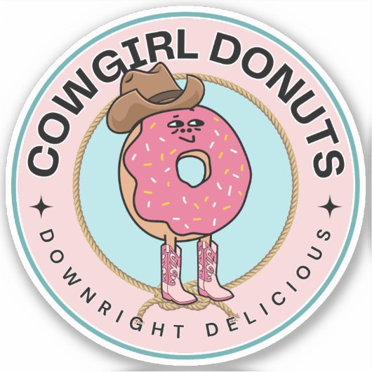 Cowgirl Donut, Funny Pink Sprinkles Aufkleber (Vorderseite)