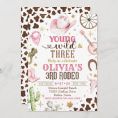 Cowgirl-Einladung, Young Wild & Three, 3. Rodeo Einladung (Vorne/Hinten)