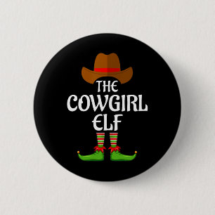 Cowgirl Elf Matching Family Group Weihnachts-Party Button