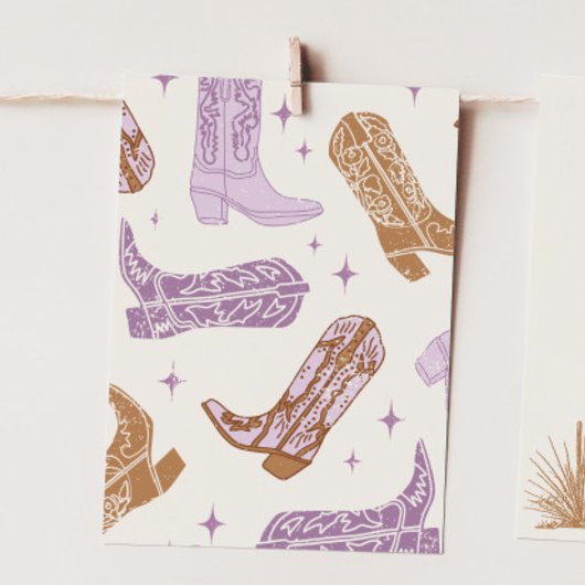 Cowgirl "End Piece" High-Chair Banner Card Einladung