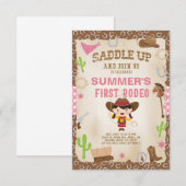 Cowgirl erste Rodeo Mädchen Geburtstagseinladung. Einladung (Vorne/Hinten)