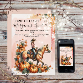 Cowgirl Fall Pumpkin Birthday Einladung