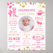 Cowgirl First Birthday Milestone sign (1074) Poster (Vorne)