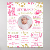 Cowgirl First Birthday Milestone sign (1074) Poster (Vorne)