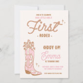 Cowgirl First Rodeo Boot mit Blume Einladung (Vorderseite)