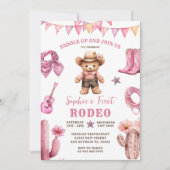 Cowgirl First Rodeo Cactus Birthday Einladung (Vorderseite)