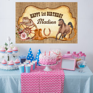 Cowgirl First Rodeo Farm Pferde Geburtstagsparty Poster