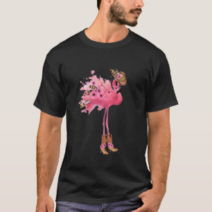 Cowgirl Flamingo Blumen Wasserfarbe Süßer Flamingo T-Shirt