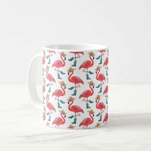 Cowgirl Flamingo Boots Hats Pattern Kaffeetasse (Vorderseite Links)