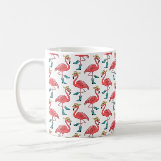 Cowgirl Flamingo Boots Hats Pattern Kaffeetasse (Links)