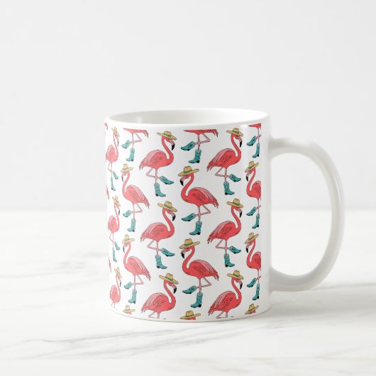 Cowgirl Flamingo Boots Hats Pattern Kaffeetasse (Rechts)