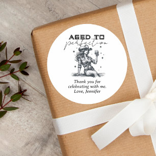 Cowgirl-Geburtstag Dankeschön - gereift bis zur Pe Runder Aufkleber