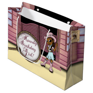 Cowgirl-Geburtstags-Geschenk-Tasche - groß, glatt Große Geschenktüte