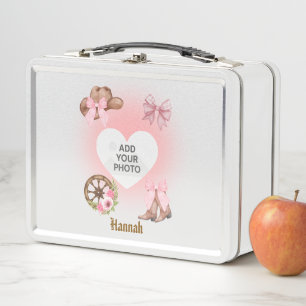 Cowgirl-Geburtstags-Lunchbox-Geschenk Metall Brotdose