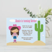Cowgirl-Geburtstags-Party Einladung (Stehend Vorderseite)