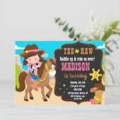 Cowgirl-Geburtstagseinladung Western Einladung (Stehend Vorderseite)