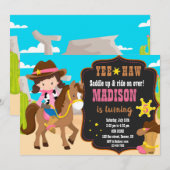 Cowgirl-Geburtstagseinladung Western Einladung (Vorne/Hinten)