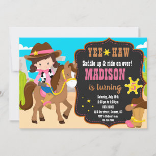 Cowgirl-Geburtstagseinladung Western Einladung
