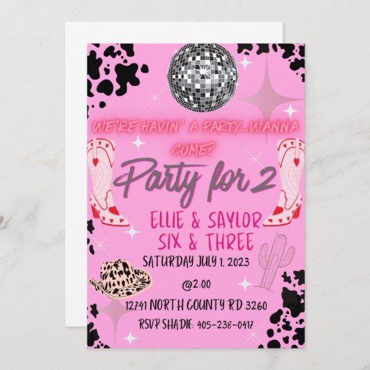 Cowgirl-Geburtstagsparty Einladung (Vorne/Hinten)