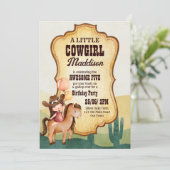 Cowgirl Geburtstagspferd wild und kostenlos Einladung (Stehend Vorderseite)