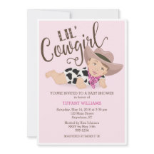 Cowgirl Girl Dusche Einladung Brünett Brown