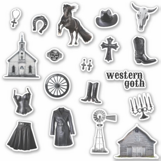 Cowgirl Goth | Western Goth Journal Stickers Aufkleber (Vorderseite)