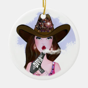 COWGIRL "Haar-Diva " Keramikornament