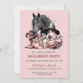 Cowgirl Halloween Pferd rosa Girl Einladung (Vorderseite)