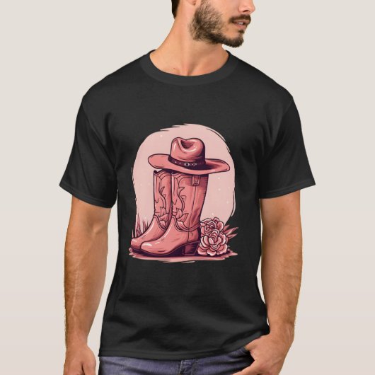 Cowgirl Hat and Boots Graphic Country Southern Wes T-Shirt (Vorderseite)