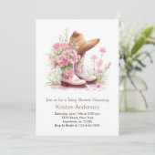 Cowgirl Hat and Boots Watercolor Baby Shower Einladung (Stehend Vorderseite)