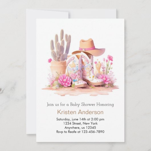 Cowgirl Hat and Boots Wild West Baby Shower Einladung (Vorderseite)