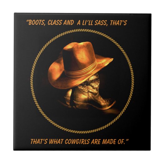 COWGIRL HAT & BOOTS QUOTEMUG FLIESE (Vorderseite)