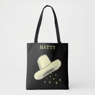 Cowgirl Hat Cartoon Image & Stars auf Black Tasche