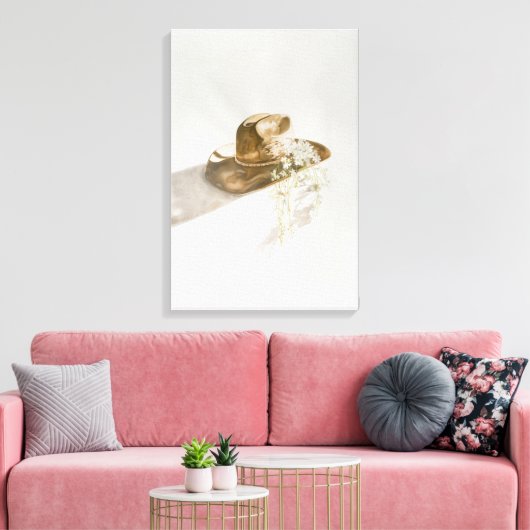 Cowgirl Hat Floral Canvas Leinwanddruck (Insitu (Wohnzimmer))