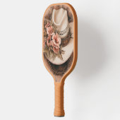 Cowgirl Hat Peach Flowers Personalized Pickleball Schläger (Links)