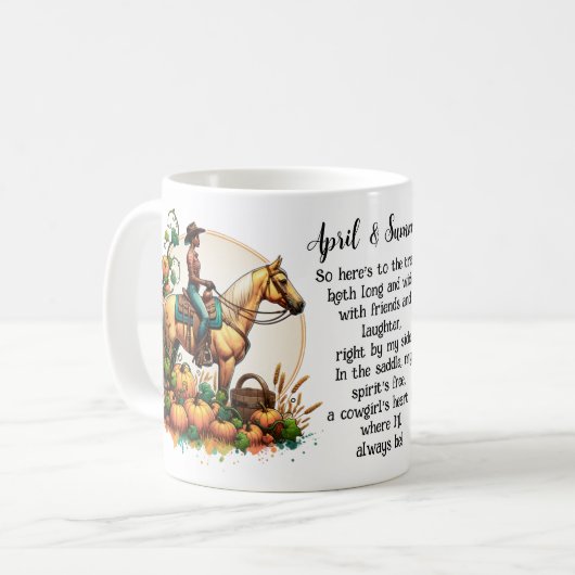 Cowgirl Herbst Kaffeetasse (Vorderseite Links)