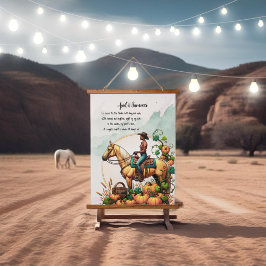 Cowgirl Herbst Wandteppich Mit Holzrahmen